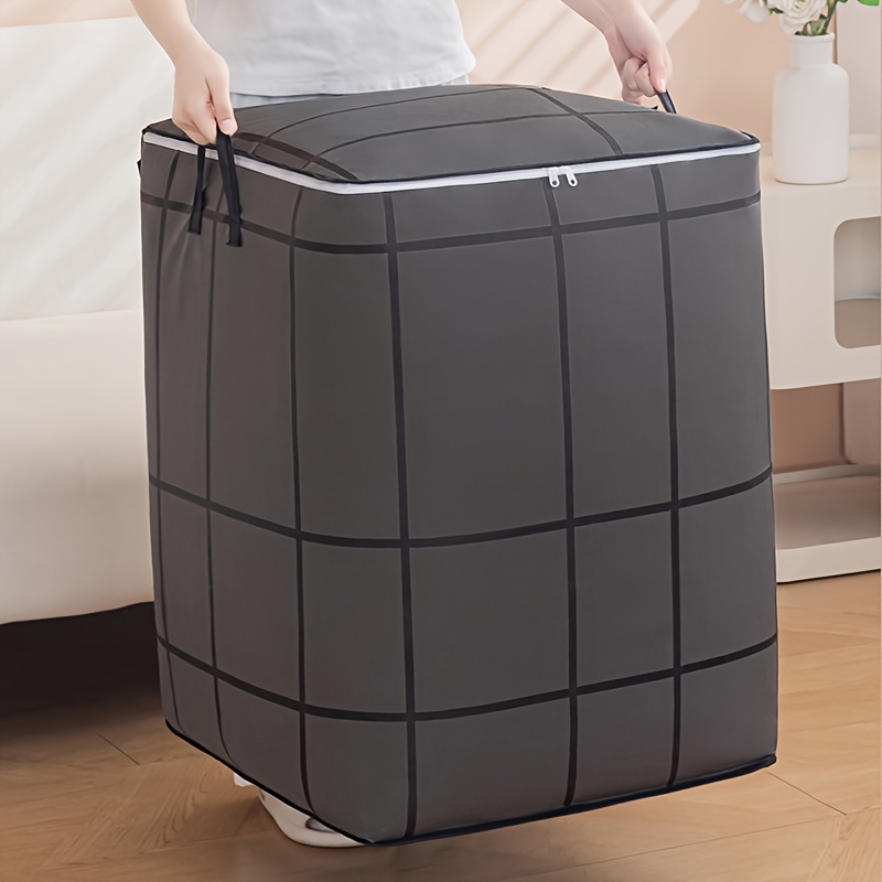 Laundry Strip Eco - ジッパーとハンドル付きの大容量布製収納バッグ - 毛布、シーツ、衣類、下着用 - 家庭用、ランドリーバスケットに最適