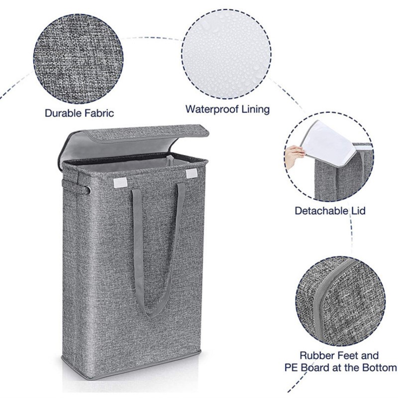 コットンリネンランドリーバスケット蓋付き狭いストリップ汚れた - Laundry Strip Eco のレビューと価格